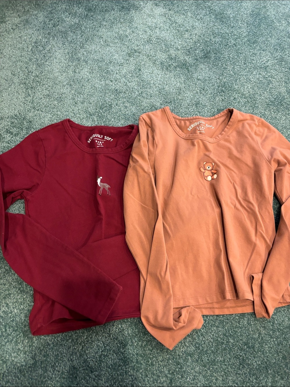 Aeropostale Incredibly Soft Baby Tee Bundle Deer Teddy Bear Long Sleeve L